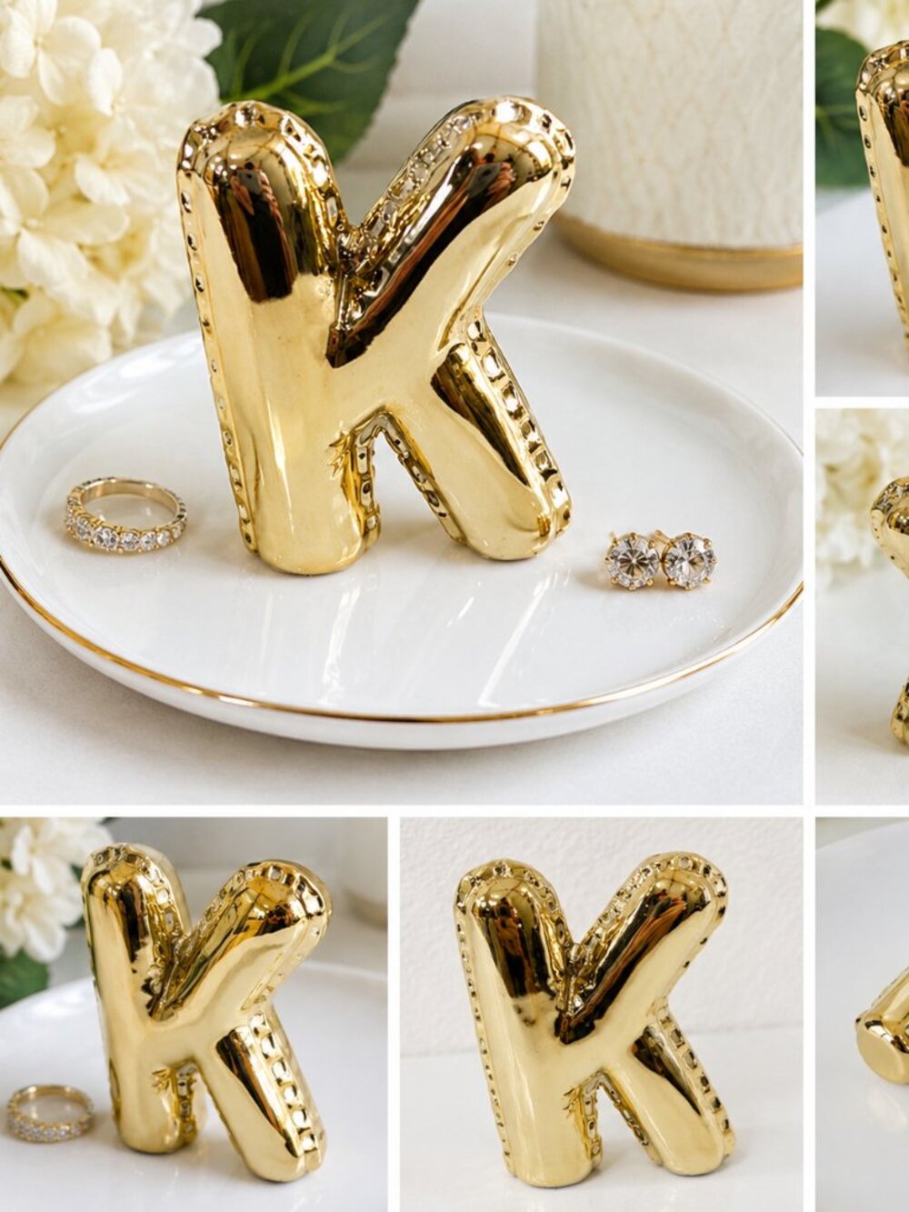 Prima Design Gold Letter K Monogram Jewelry Ring Holder Decor